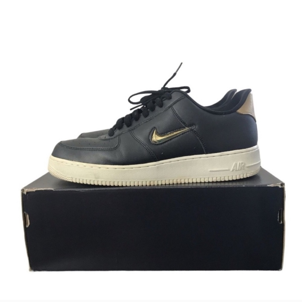 Nike Air Force 1 Low Jewel Black Metallic Gold Sneakers AJ9507-003 Men’s Size 13